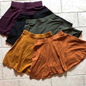 SET of 5 XS skater / circle mini skirts